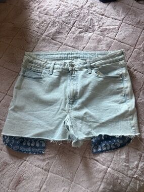Old Navy Light Blue Denim Cutoff Shorts with Navy Bandana Trim